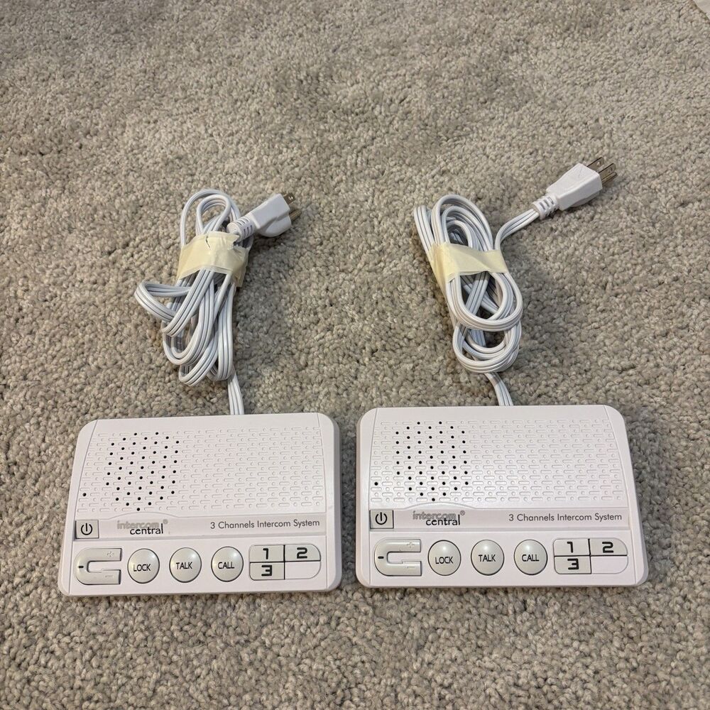 GROUND wire Power-line 3 CHANNELS Intercom System, Two Stations Set. White